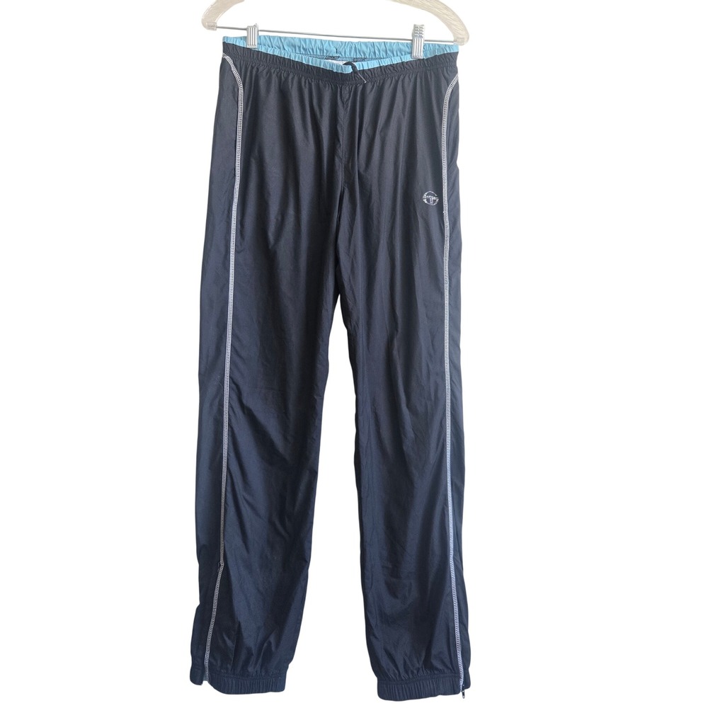 Sergio Tacchini Small Track Pants Mens Black Excellent Zippered Cuffs Mesh Lined